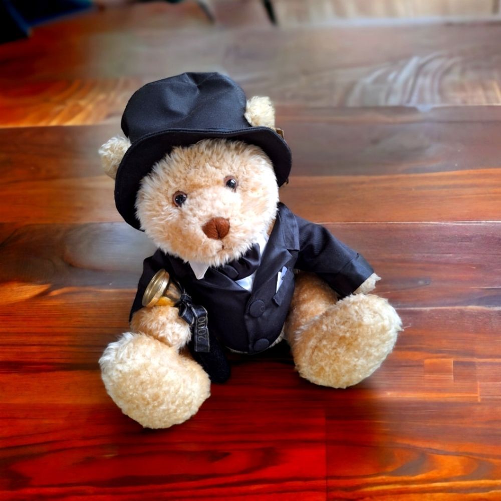 Wellington Millennium Bear 1999 Tuxedo and Top Hat Ringing a Brass Bell